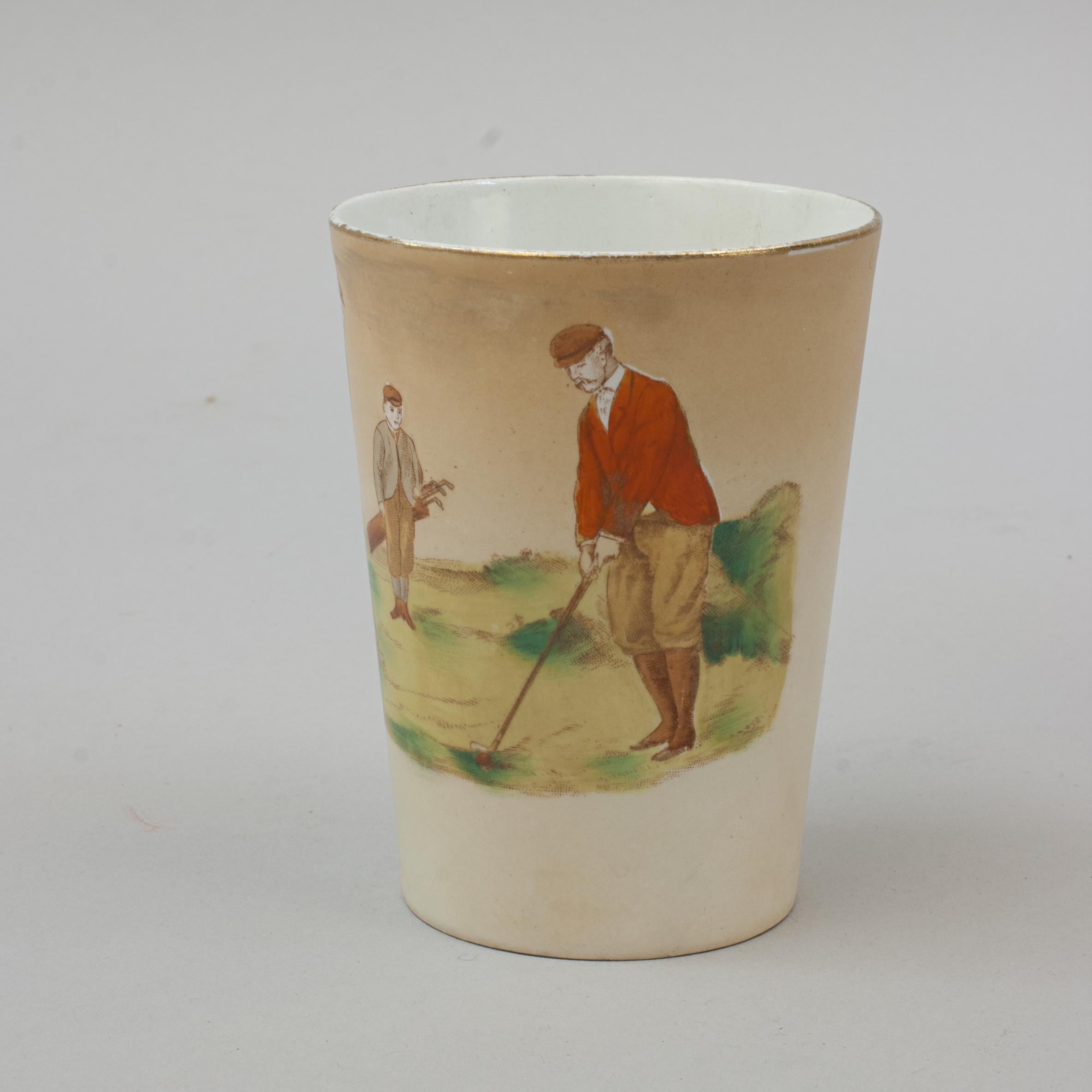 Sporting Art Ceramic Carlton Ware Golf Beaker For Sale
