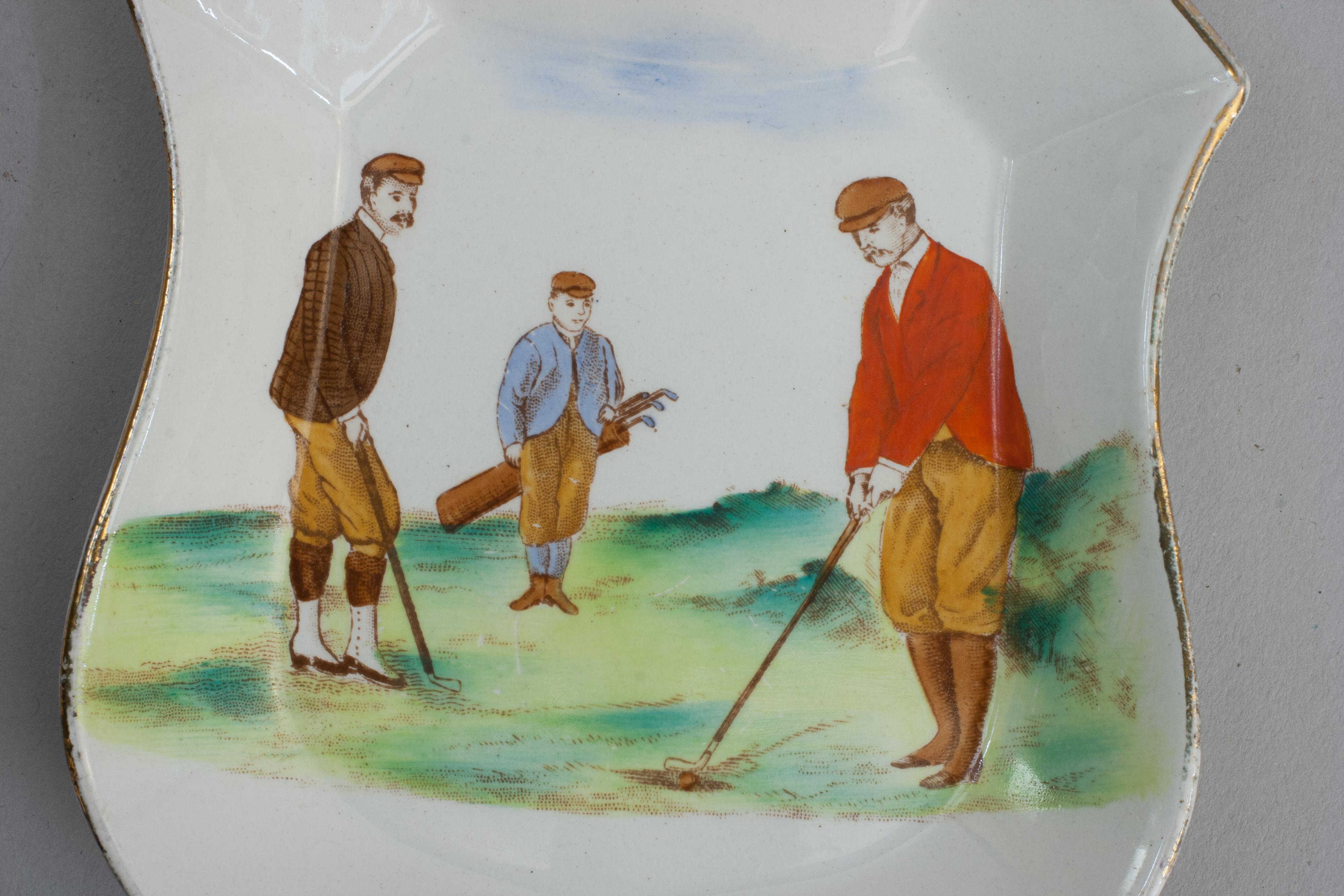 British Ceramic Carlton Ware Pin Tray With Golf Scene. For Sale