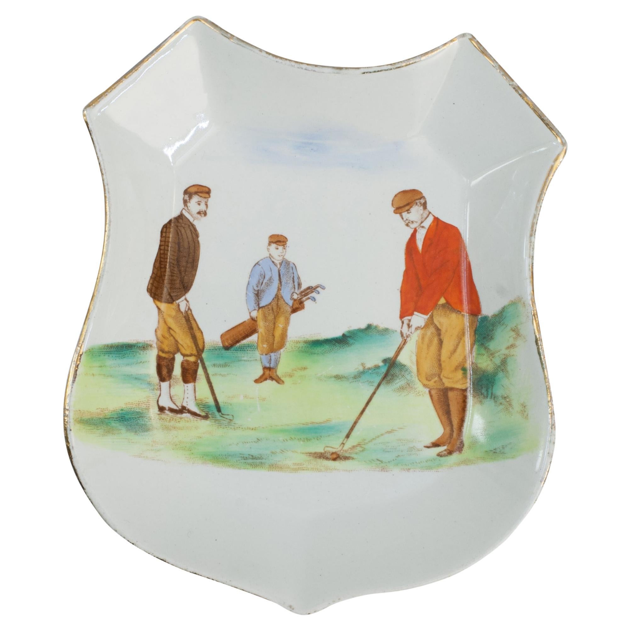 Ceramic Carlton Ware Pin Tray With Golf Scene.