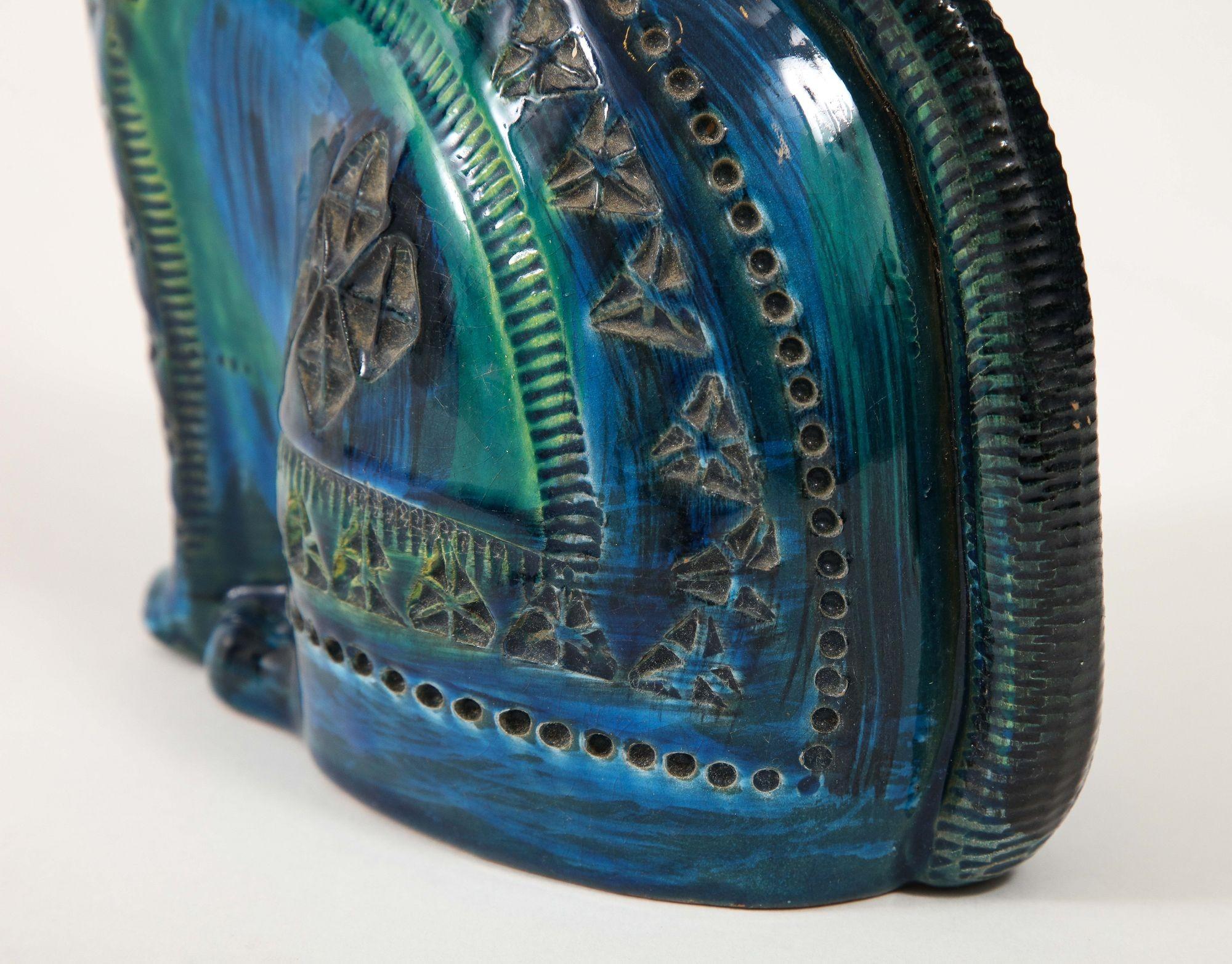 Cat en céramique d'Aldo Londi pour Bitossi en « bleu Rimini » Italie vers 1960 en vente 5