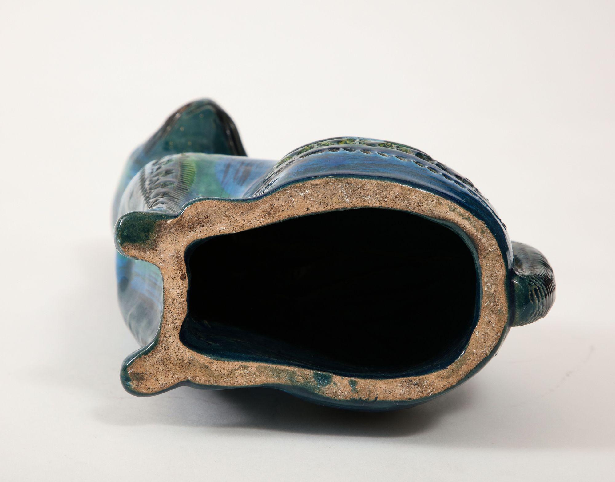Gatto in ceramica di Aldo Londi per Bitossi in 'blu Rimini' Italia Ca. 1960 in vendita 4