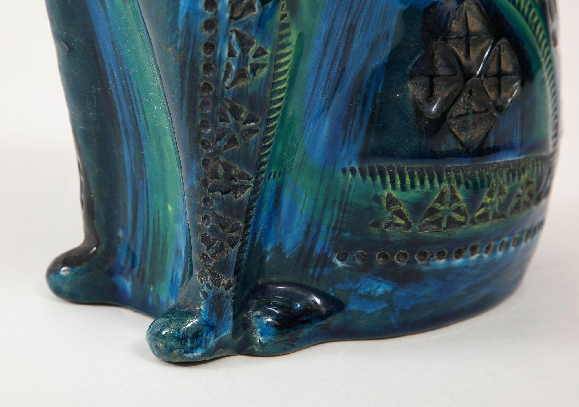 Ceramic Cat by Aldo Londi for Bitossi in 'Rimini blue' Italy Ca. 1960 For Sale 3