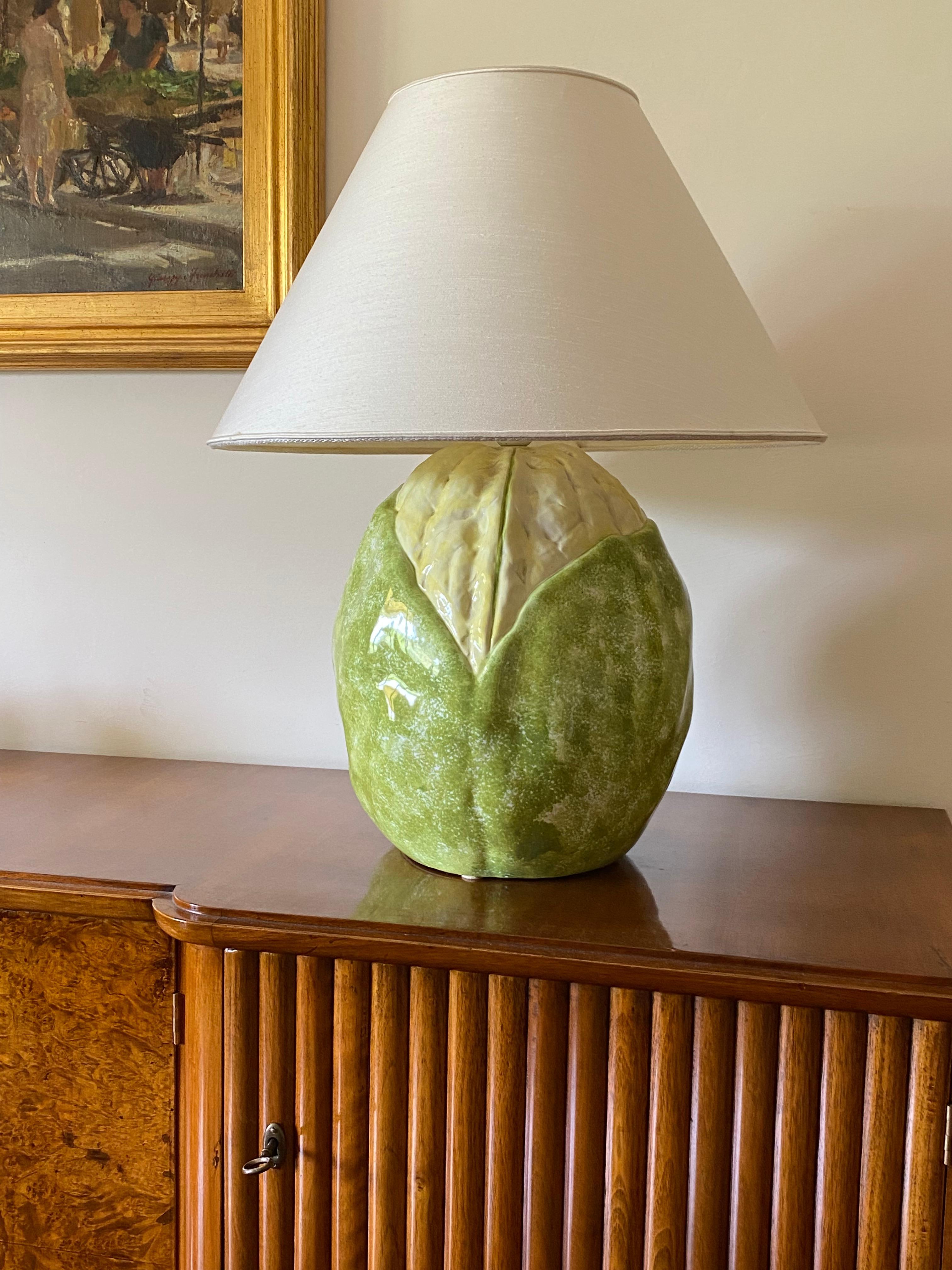 Hollywood Regency Ceramic cauliflower-shaped lamp, Italy 1970s For Sale