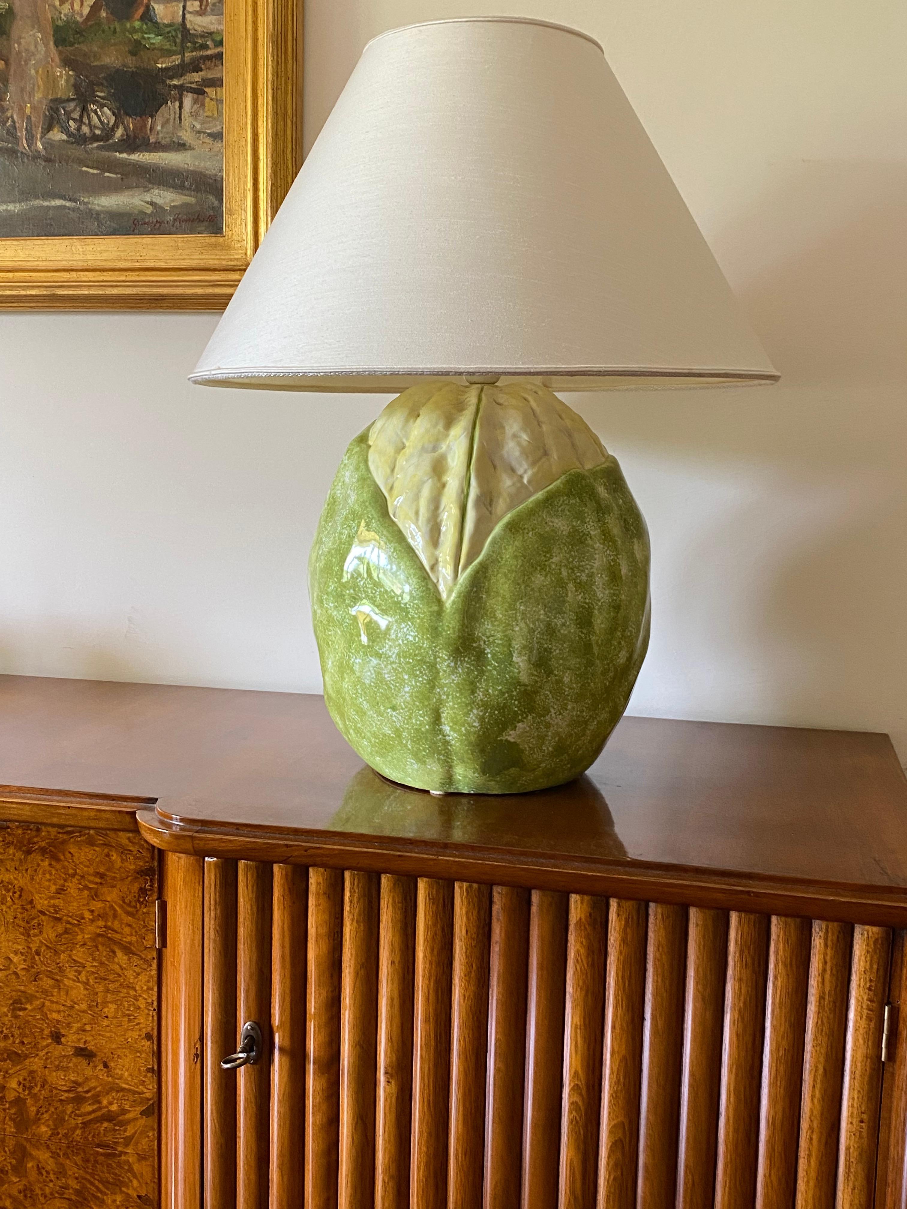 Italian Ceramic cauliflower-shaped lamp, Italy 1970s For Sale