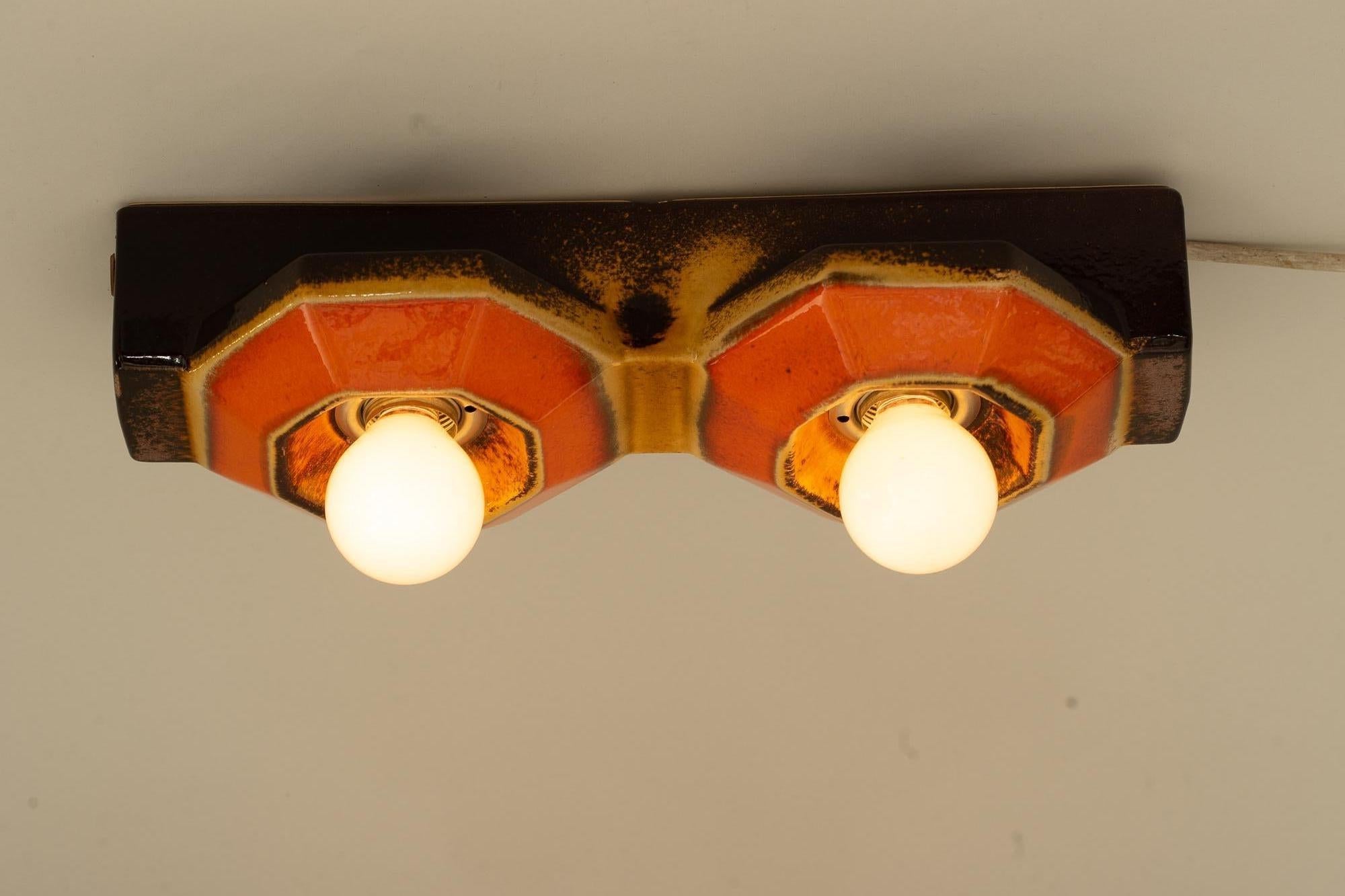 Late 20th Century Ceramic Ceiling or Wall Lamp, Germany, Around 1970s For Sale