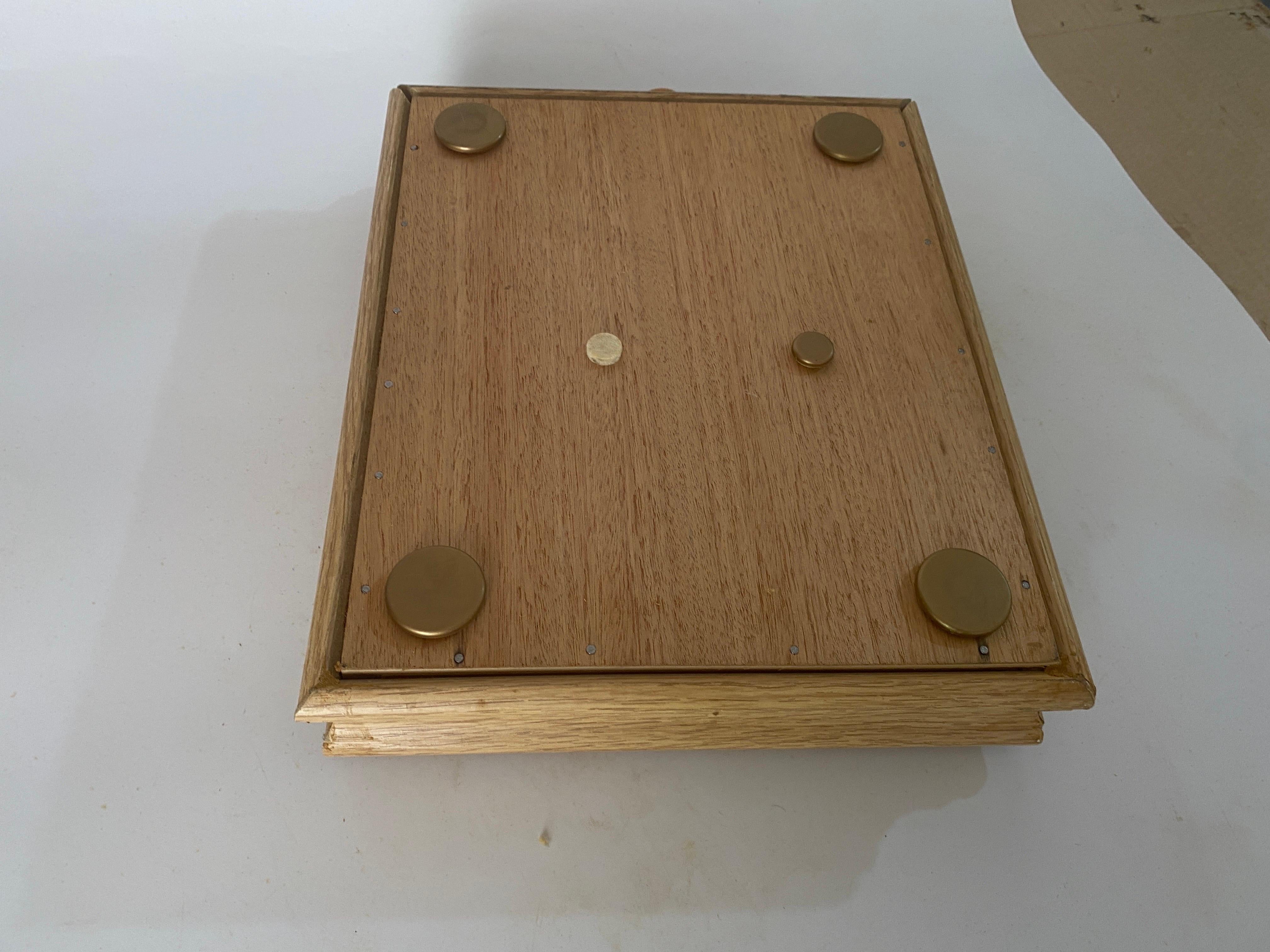 Ceramic Center Table or Trivet with a wood box Made in France, circa 1970 For Sale 4