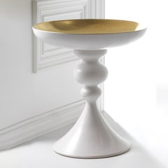 Keramik-Tafelaufsatz „ARTU“ Weiß Matt mit 24kt Goldmatt im Inneren, von Gabriella B