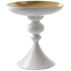 Centre de table en céramique « ARTU » blanc mat avec intérieur en or mat 24 carats, par Gabriella B