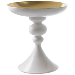 Keramik-Tafelaufsatz „ARTU“ Weiß Matt mit 24kt Goldmatt im Inneren, von Gabriella B