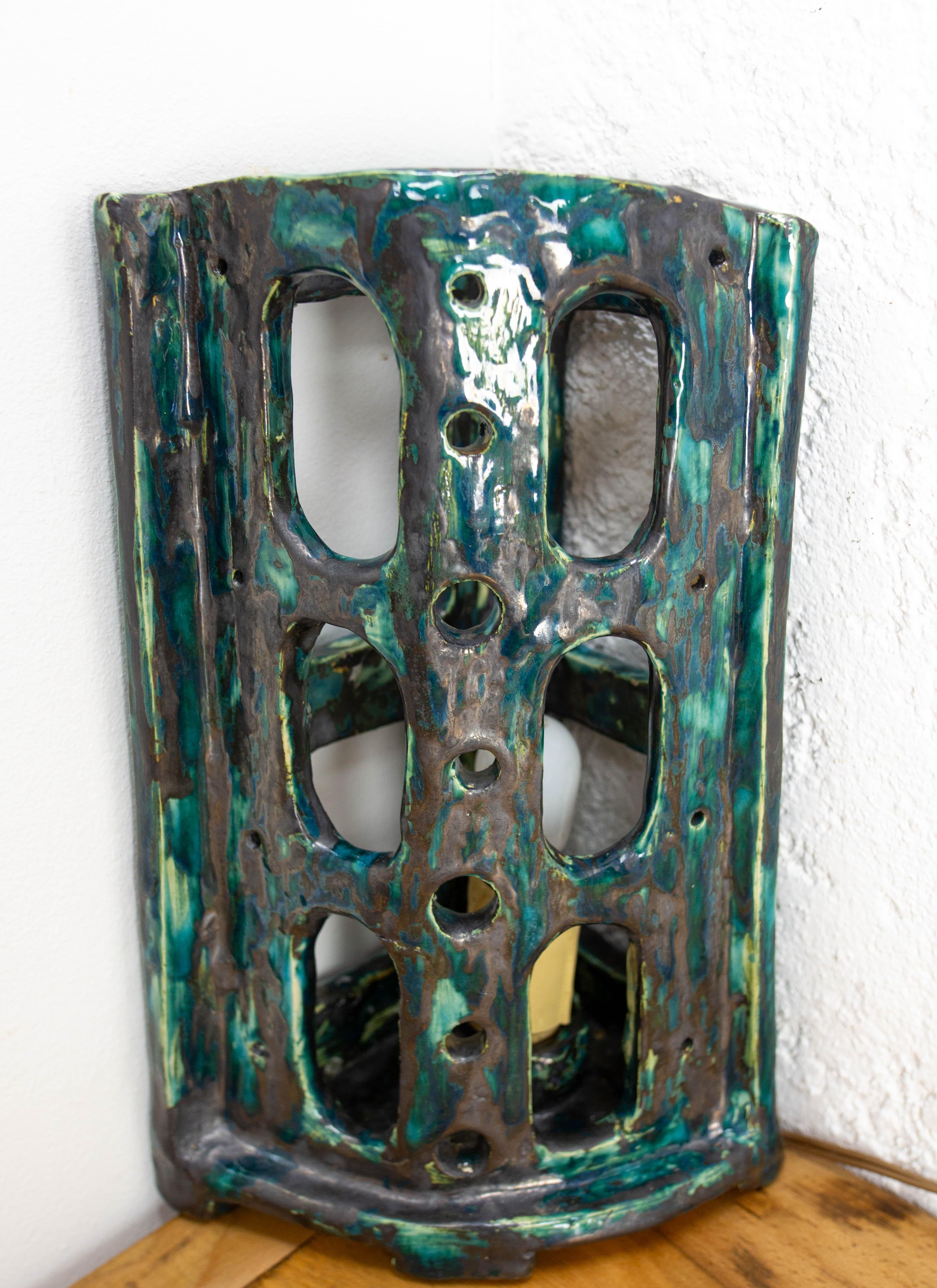 Applique da parete o lanterna da tavolo in ceramica Vallauris, Francia 1960 ca. in vendita 3