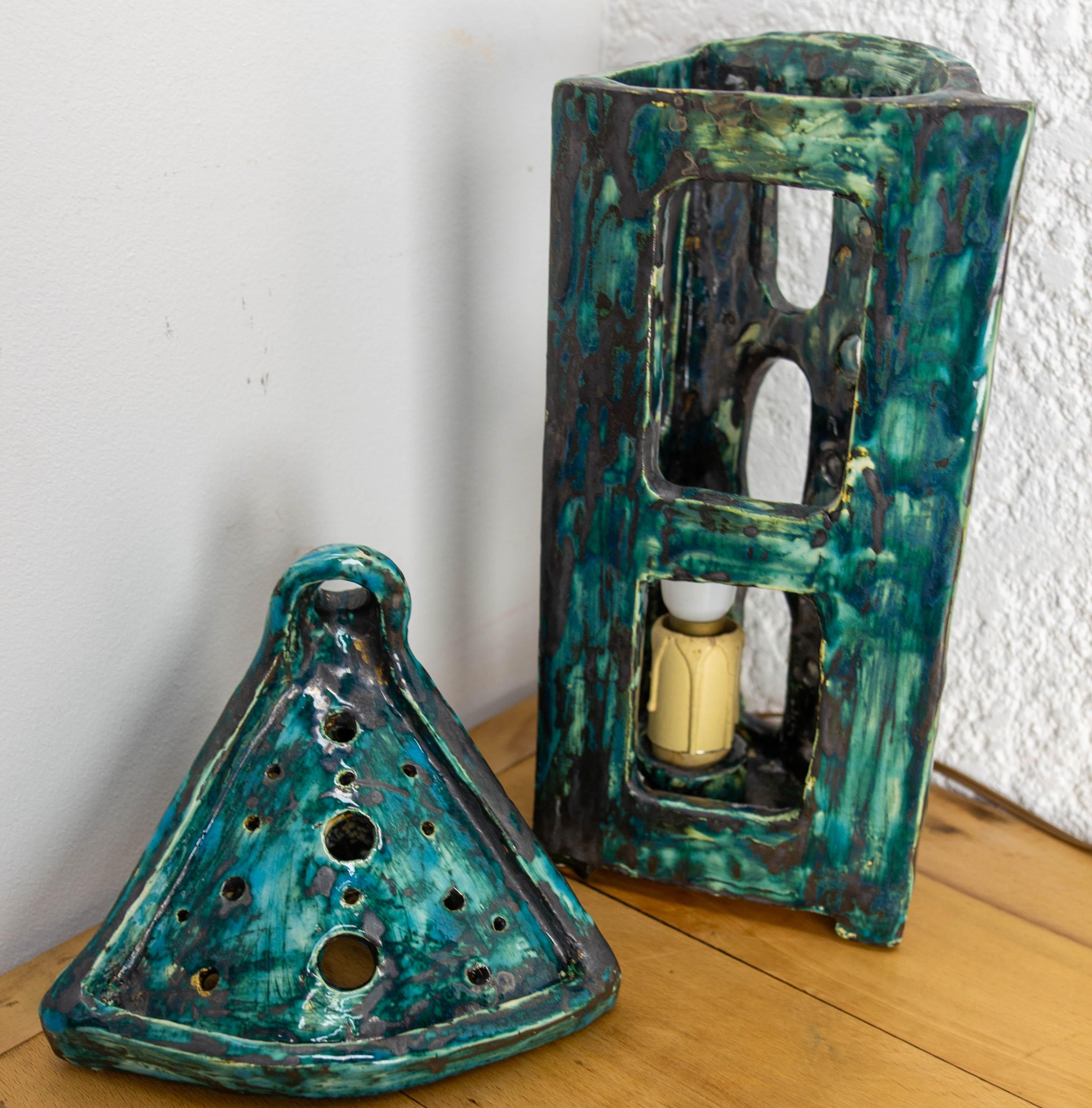 Applique da parete o lanterna da tavolo in ceramica Vallauris, Francia 1960 ca. in vendita 5