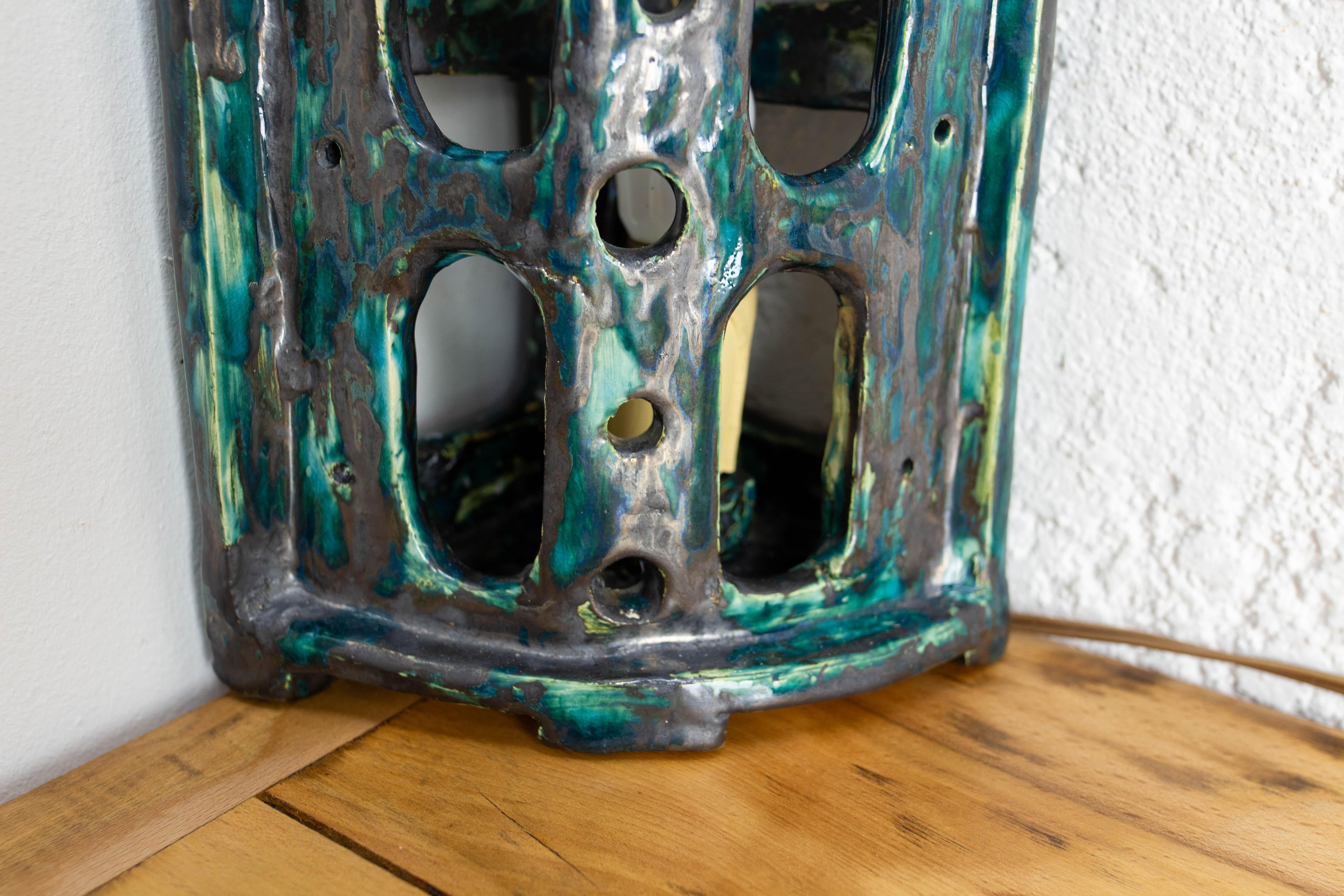 Ceramica Applique da parete o lanterna da tavolo in ceramica Vallauris, Francia 1960 ca. in vendita