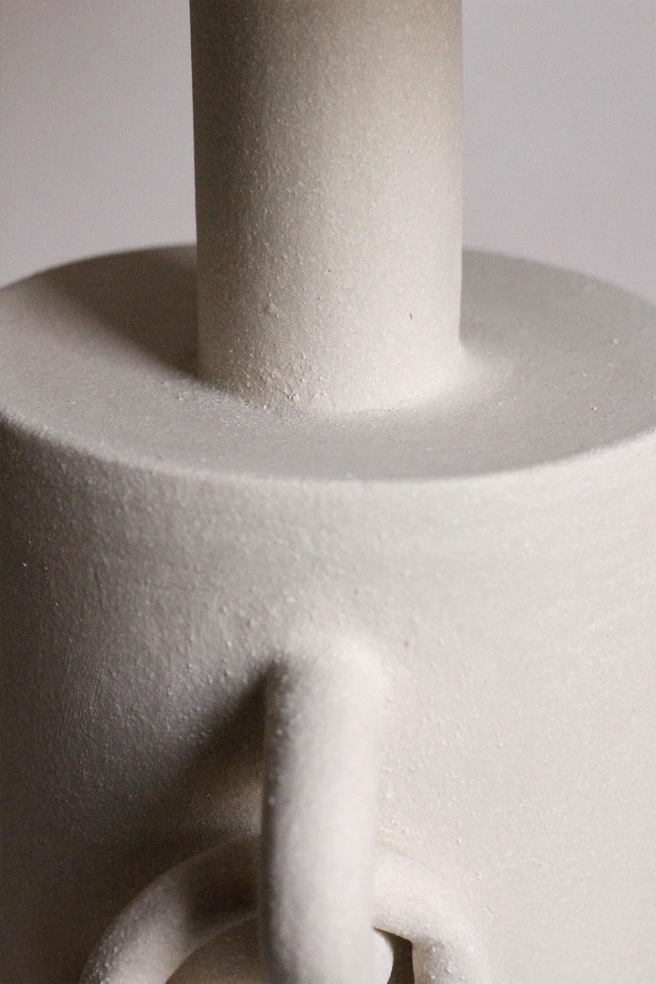 Lámpara de mesa de cerámica con cadena y pantalla de lino, hecha a mano, 