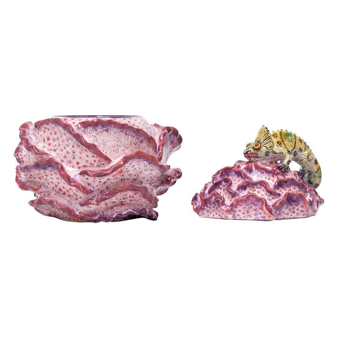 Modern Ceramic Chameleon Jewelry Box  , hand made in South Africa