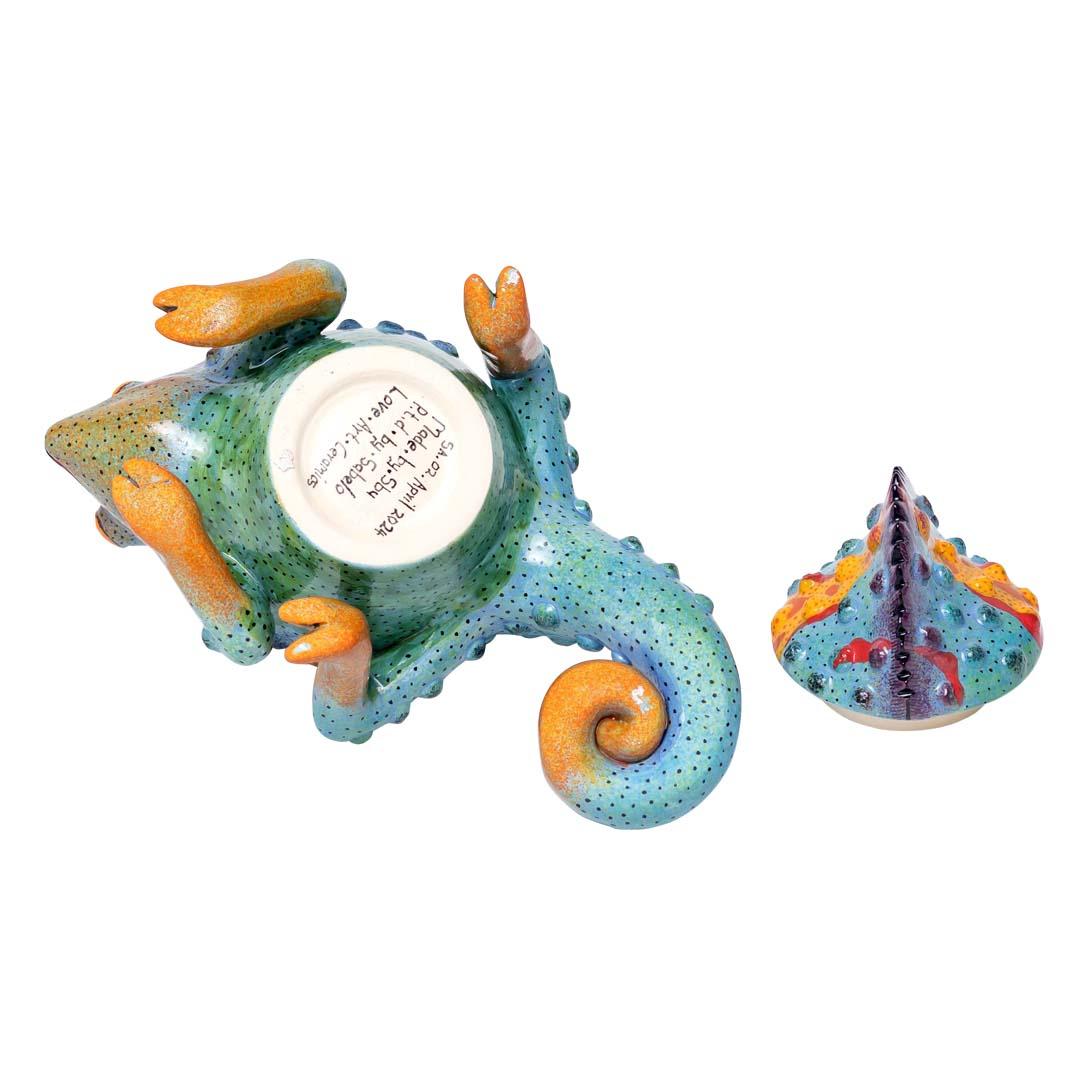 Modern Ceramic Chameleon  Jewelry Box  , hand made in South Africa