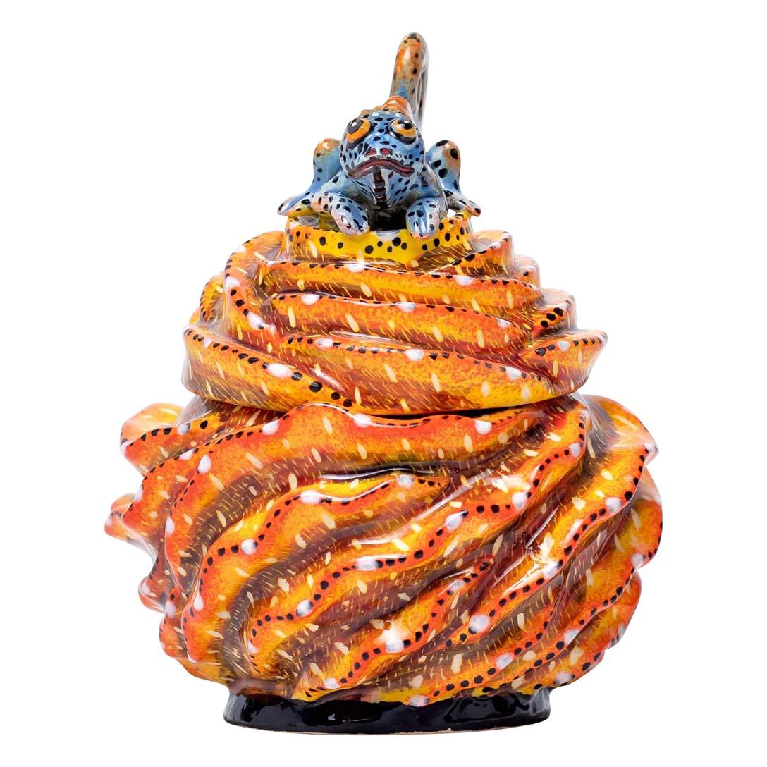 Modern Ceramic Chameleon  Jewelry Box  , hand made in South Africa For Sale