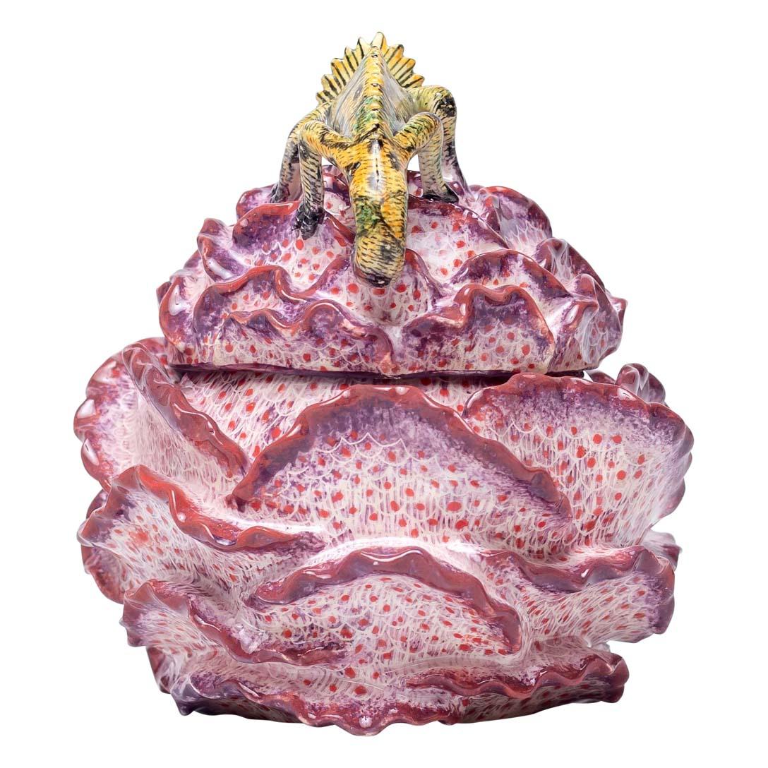 Hand-Painted Ceramic Chameleon Jewelry Box  , hand made in South Africa