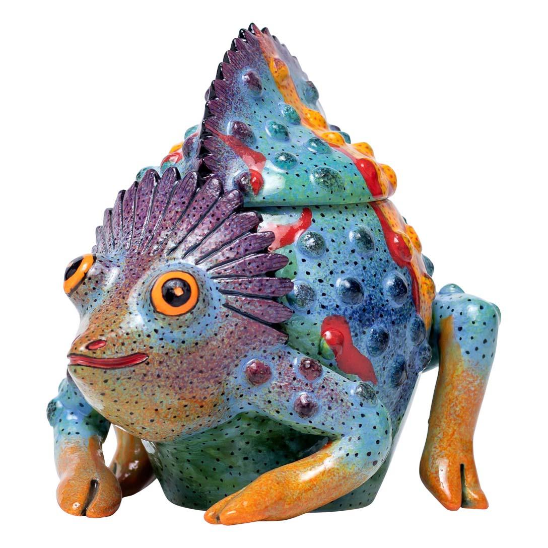 South African Ceramic Chameleon  Jewelry Box  , hand made in South Africa