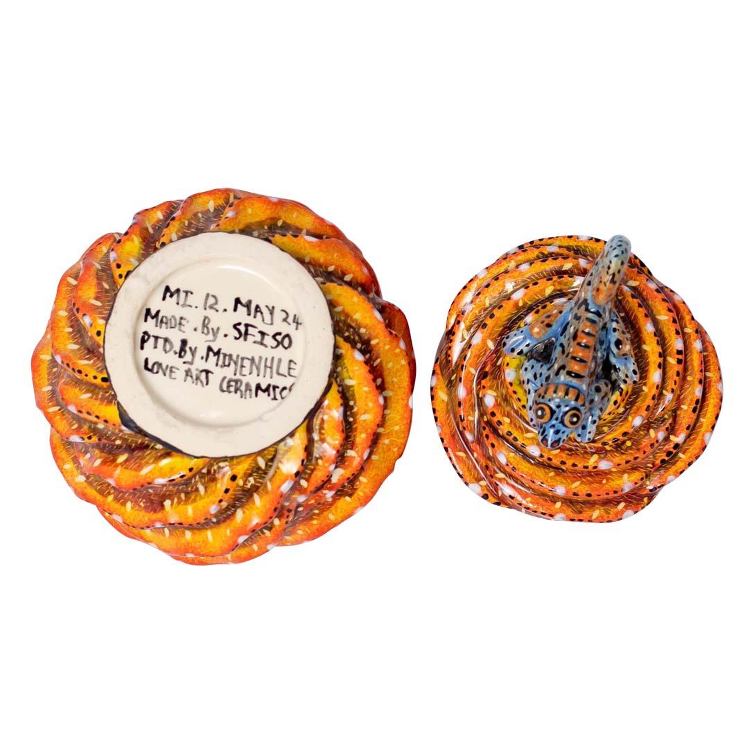 South African Ceramic Chameleon  Jewelry Box  , hand made in South Africa For Sale