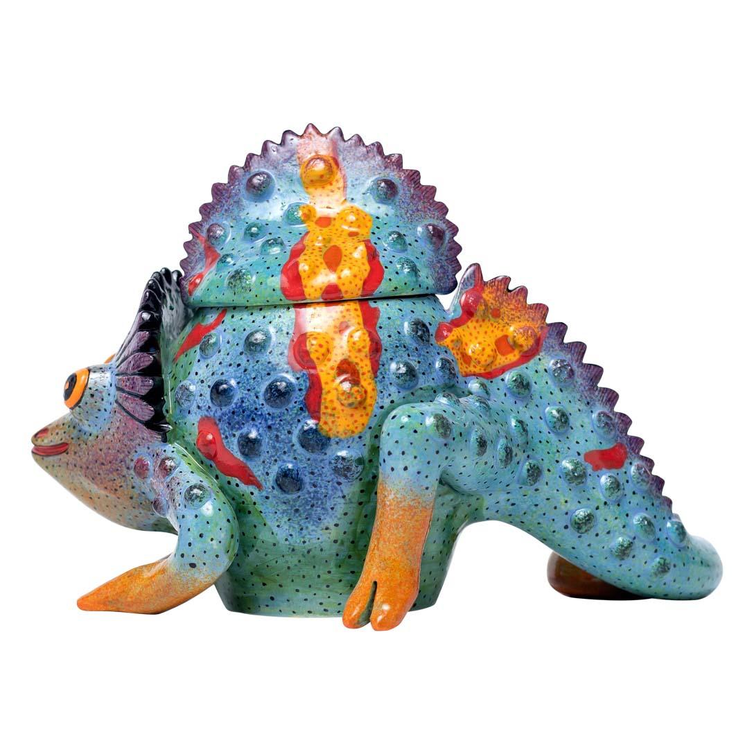 Hand-Painted Ceramic Chameleon  Jewelry Box  , hand made in South Africa