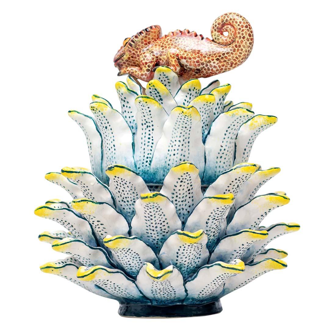 Hand-Painted Ceramic Chameleon Jewelry Box  , hand made in South Africa
