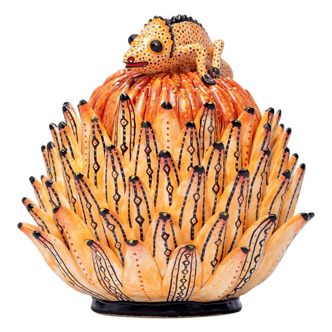 Ceramic Chameleon Jewelry Box  , hand made in South Africa In Excellent Condition In North Miami, FL