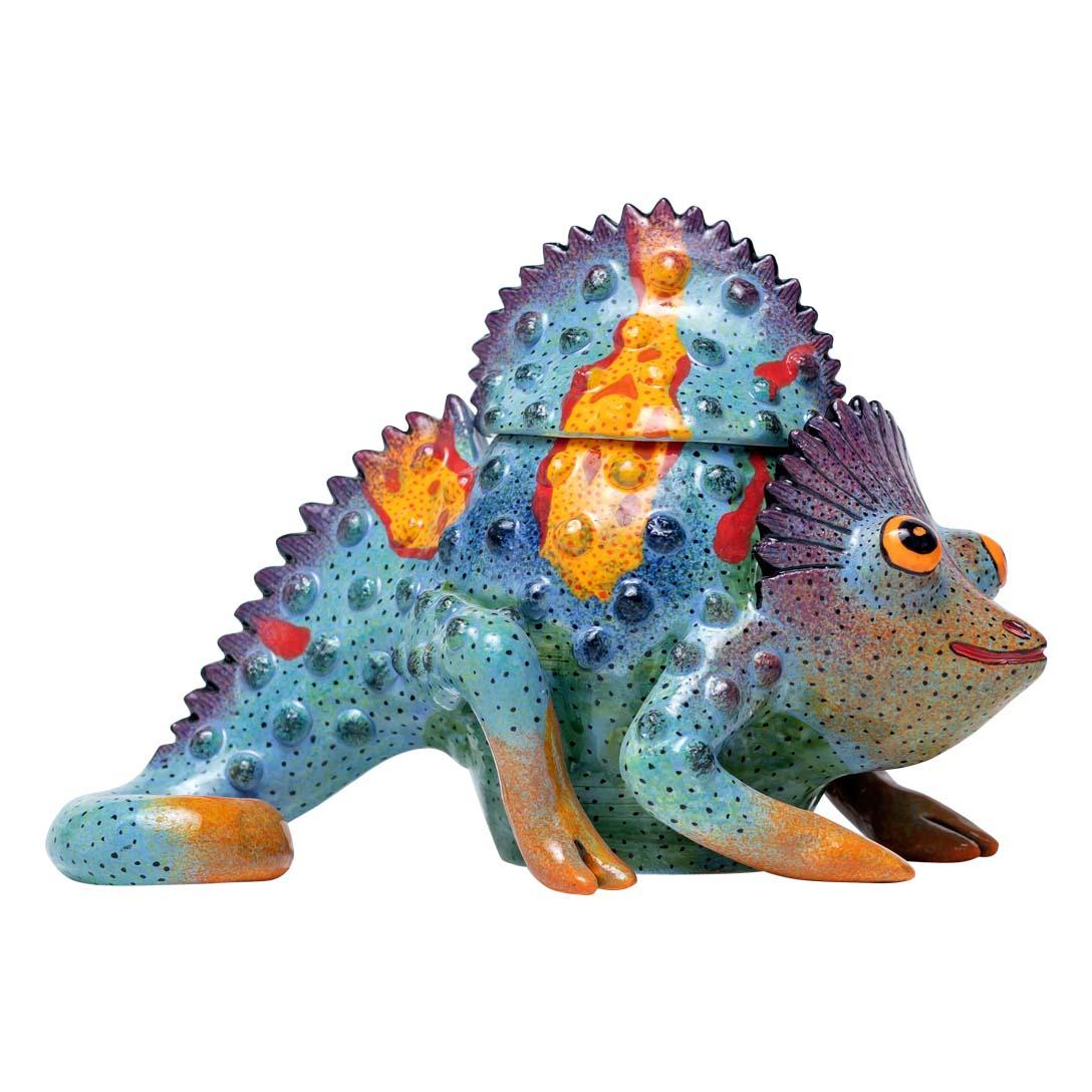 Ceramic Chameleon  Jewelry Box  , hand made in South Africa In Excellent Condition In North Miami, FL