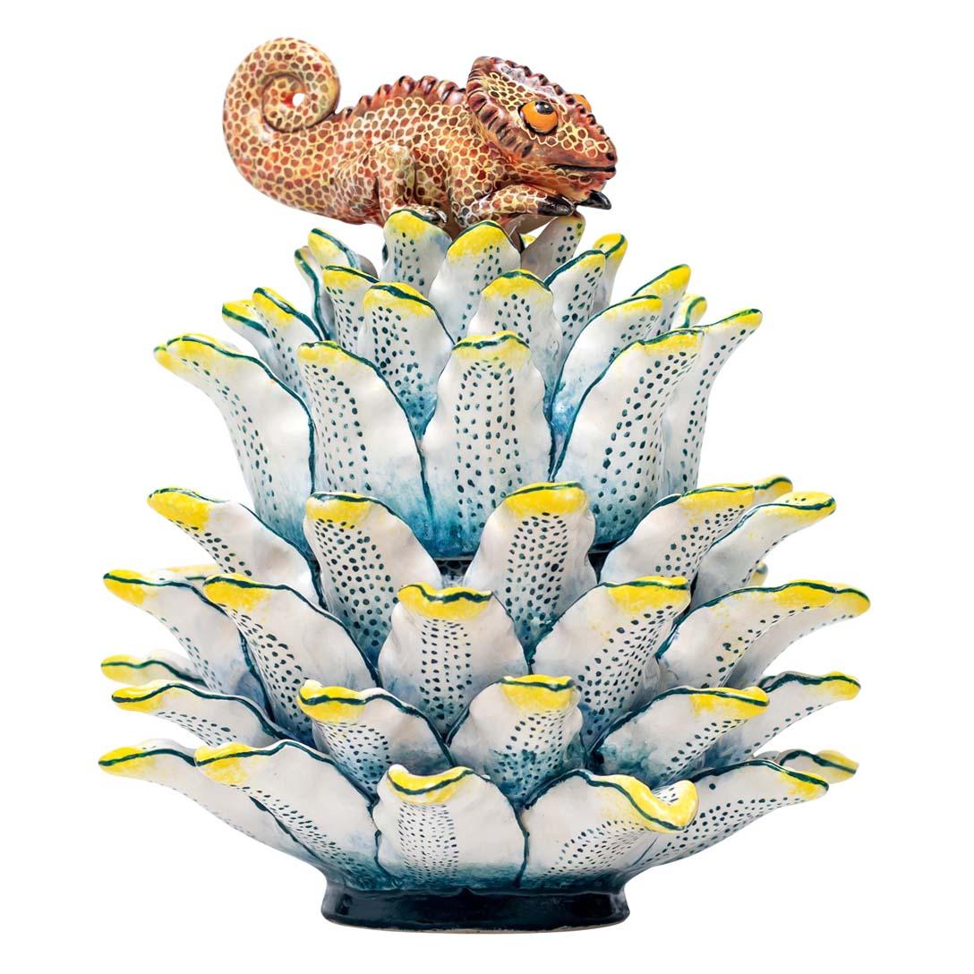 Ceramic Chameleon Jewelry Box  , hand made in South Africa In Excellent Condition In North Miami, FL