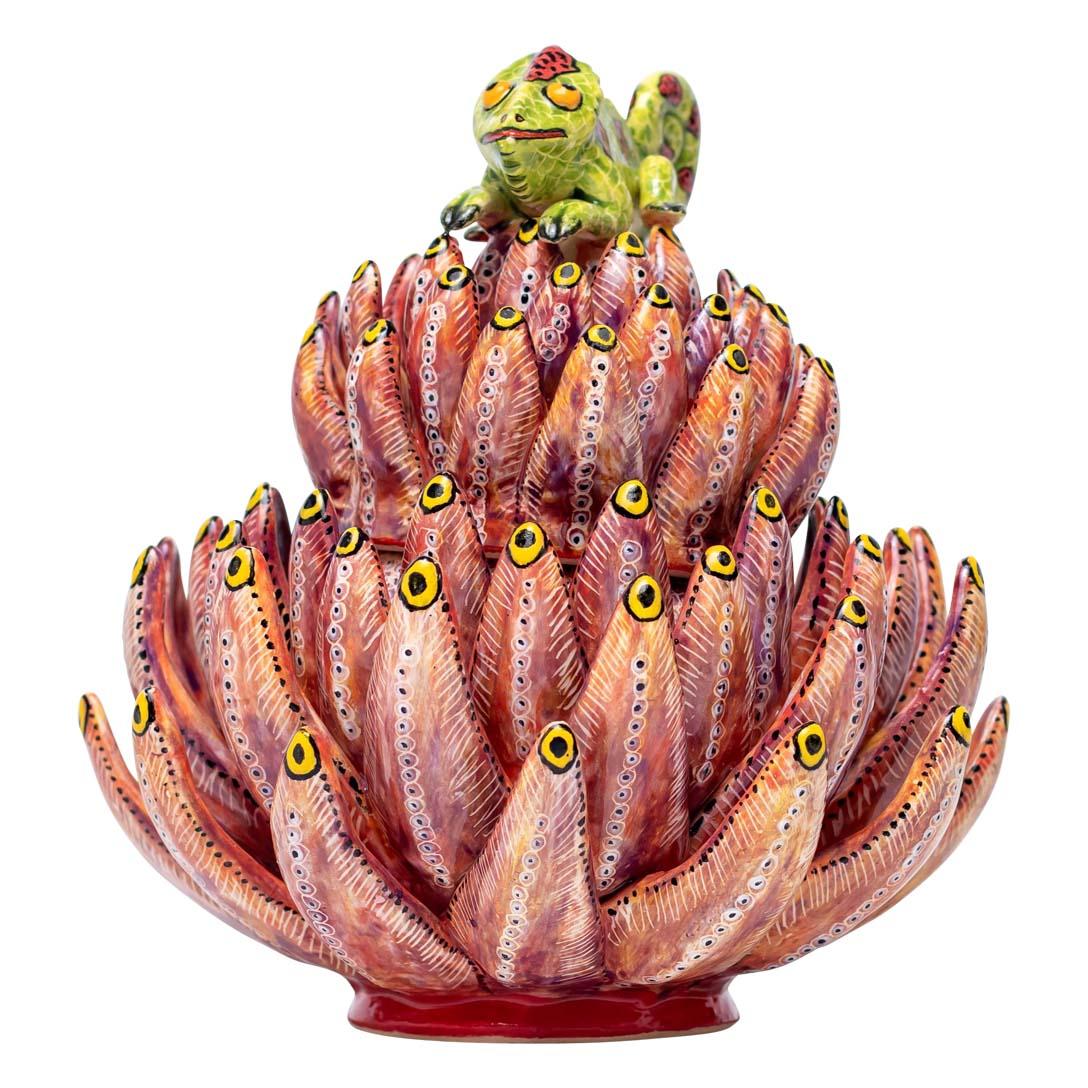 Ceramic Chameleon Jewelry Box  , hand made in South Africa In Excellent Condition In North Miami, FL