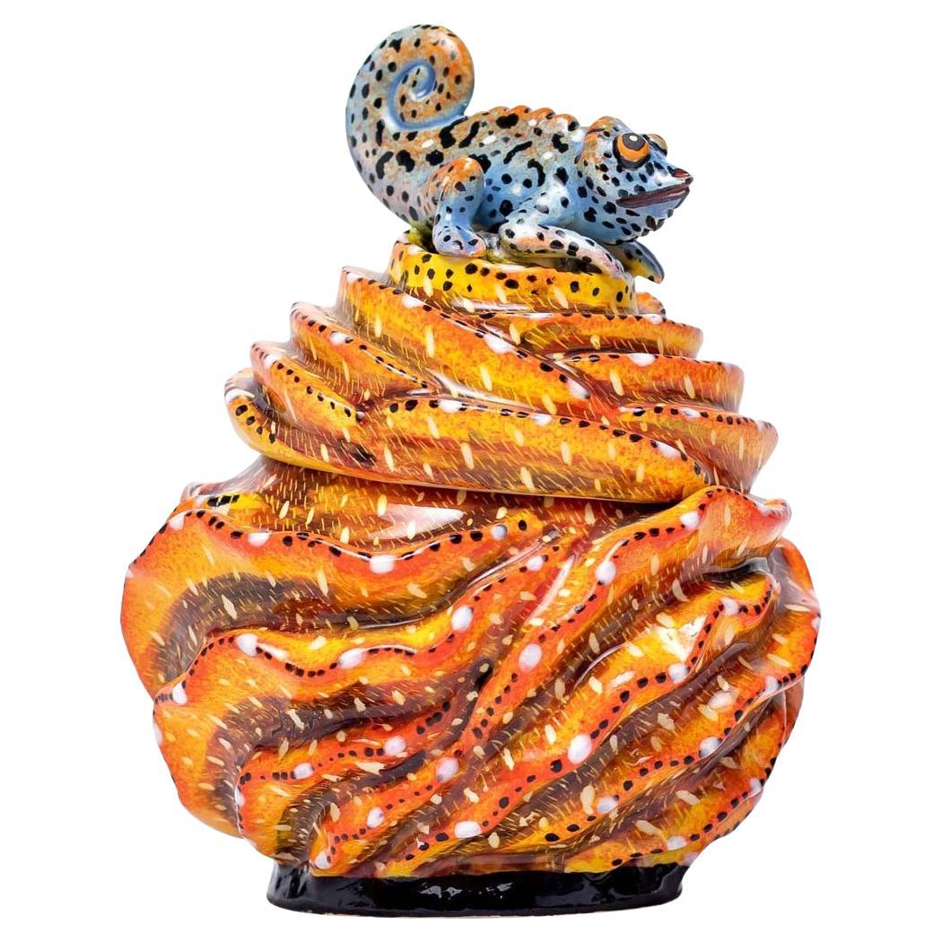 Ceramic Chameleon  Jewelry Box  , hand made in South Africa