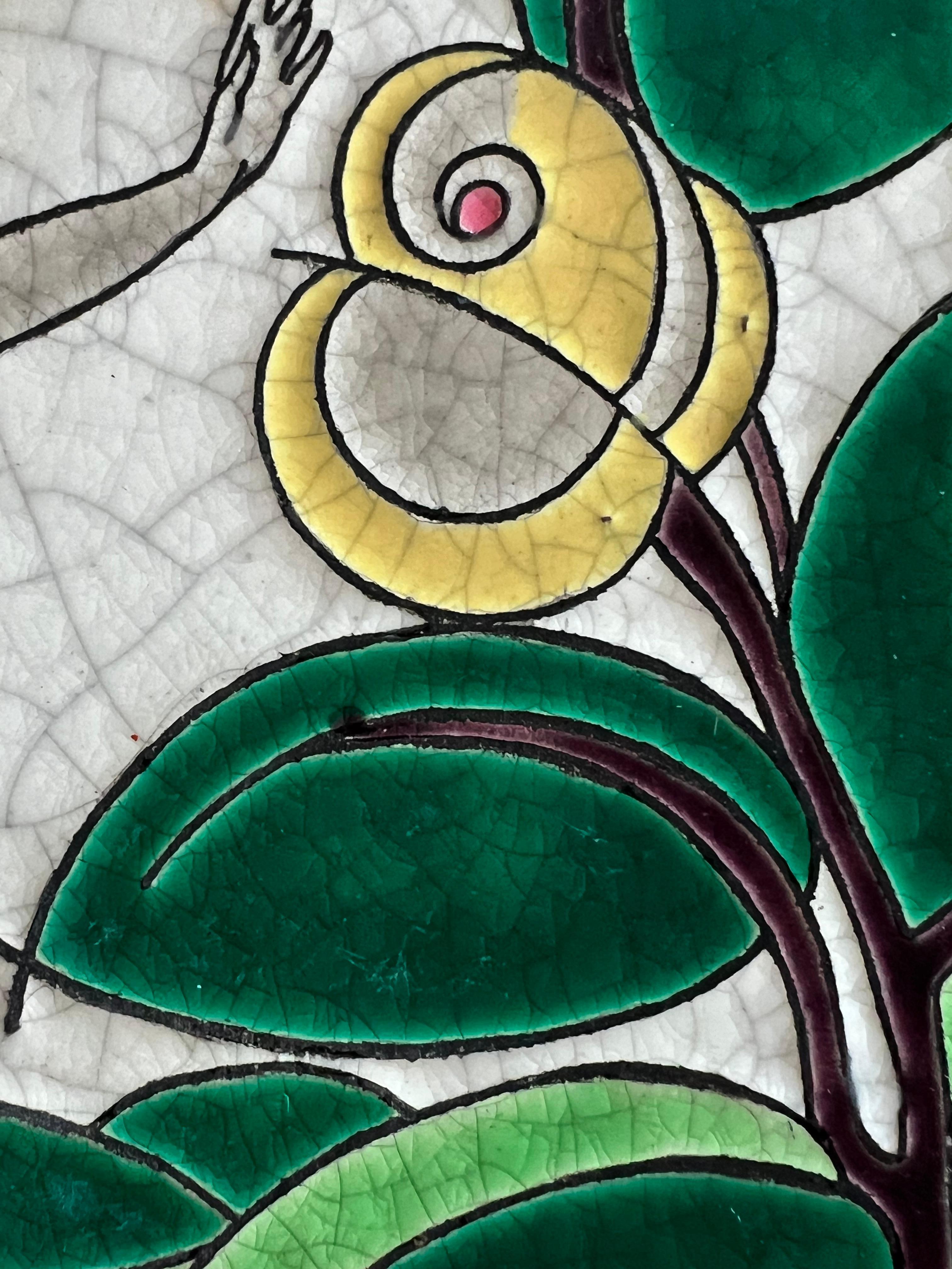 Inizio XX secolo Caricatore o placca da parete in ceramica di Primavera Longwy Francia 1920 in vendita