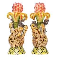 Ceramic Cheetah Candle Holders , hand made in South Africa
