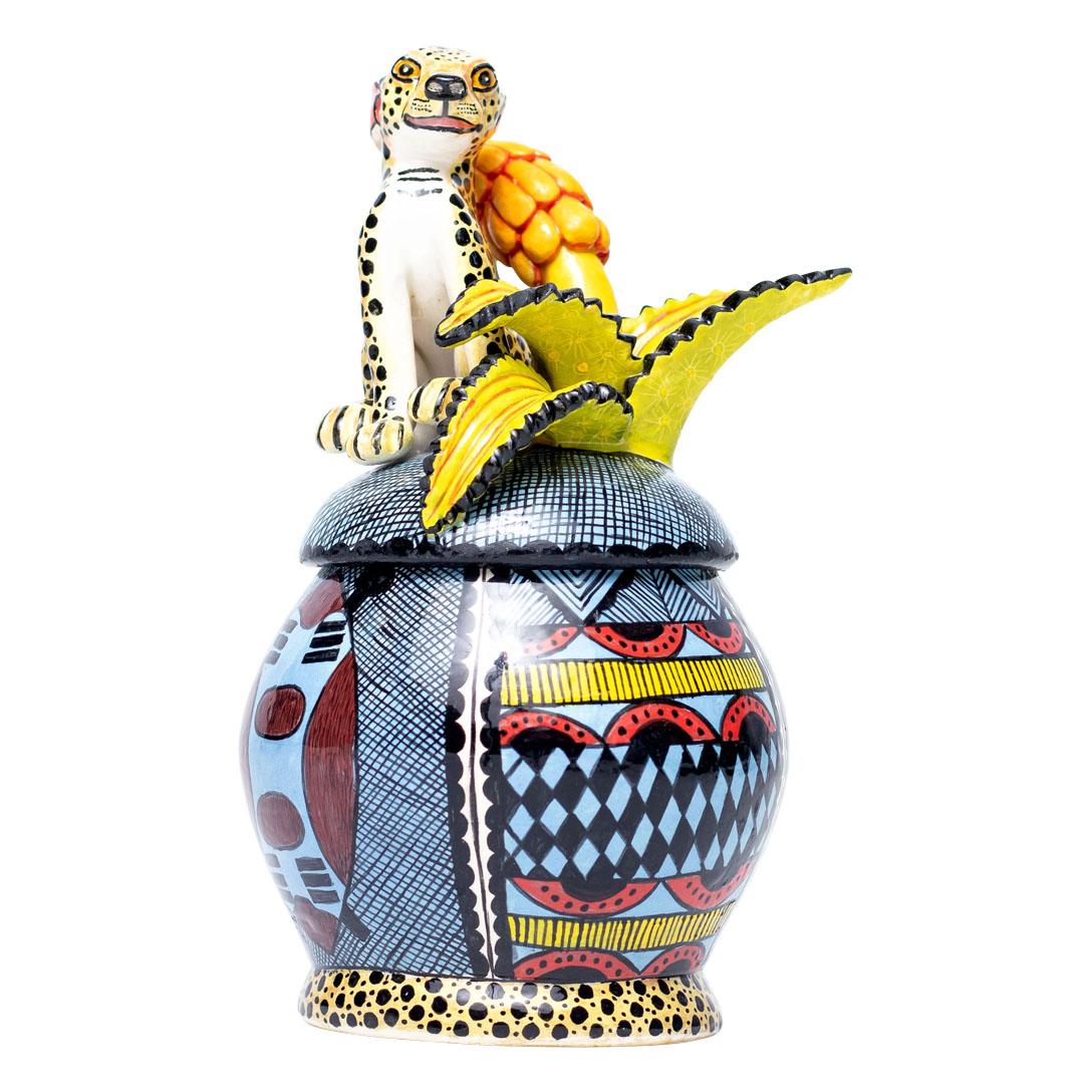Ceramic Cheetah Jewelry Box  , hand made in South Africa 3