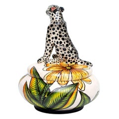 Ceramic Cheetah Jewelry Box , hand made in South Africa