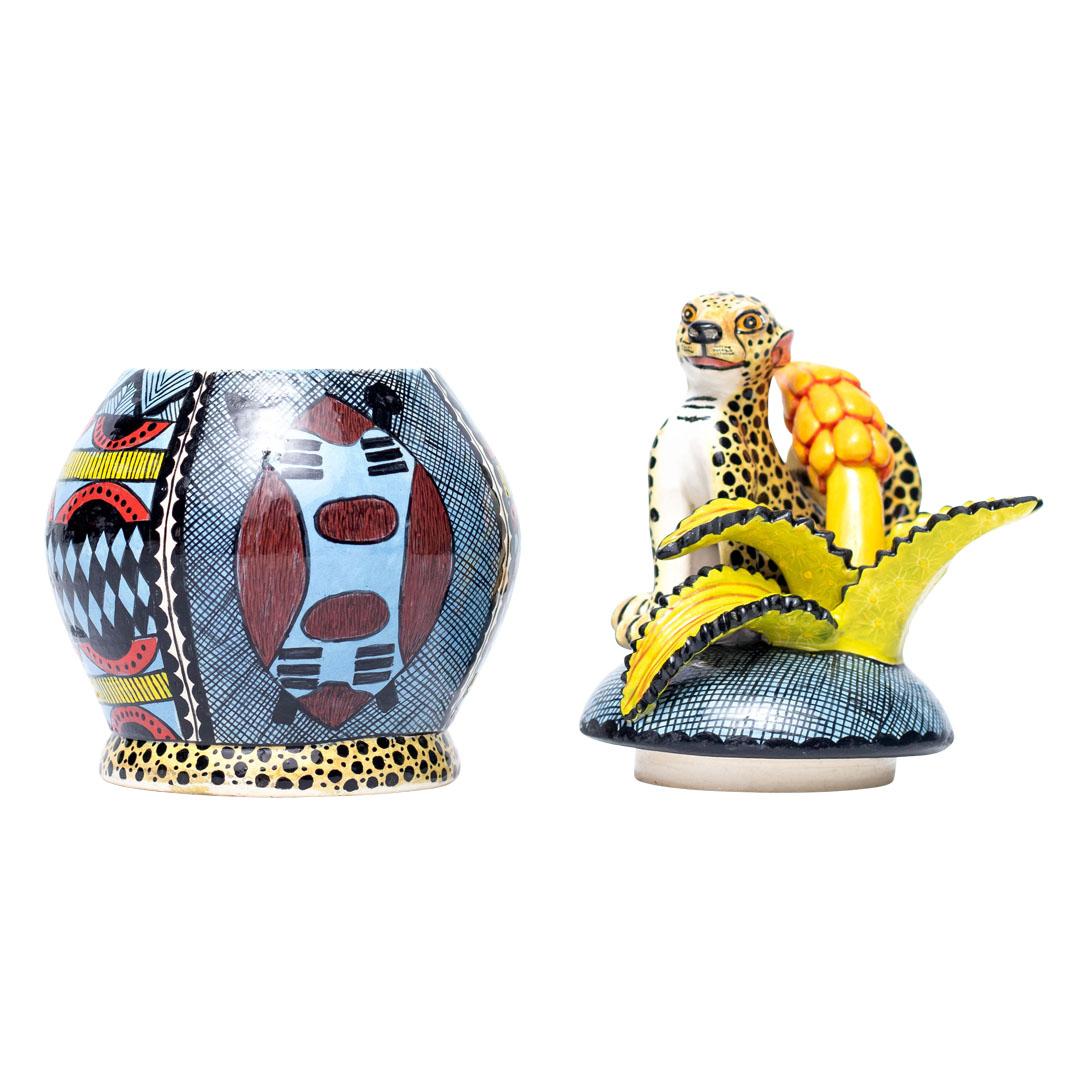 Modern Ceramic Cheetah Jewelry Box  , hand made in South Africa