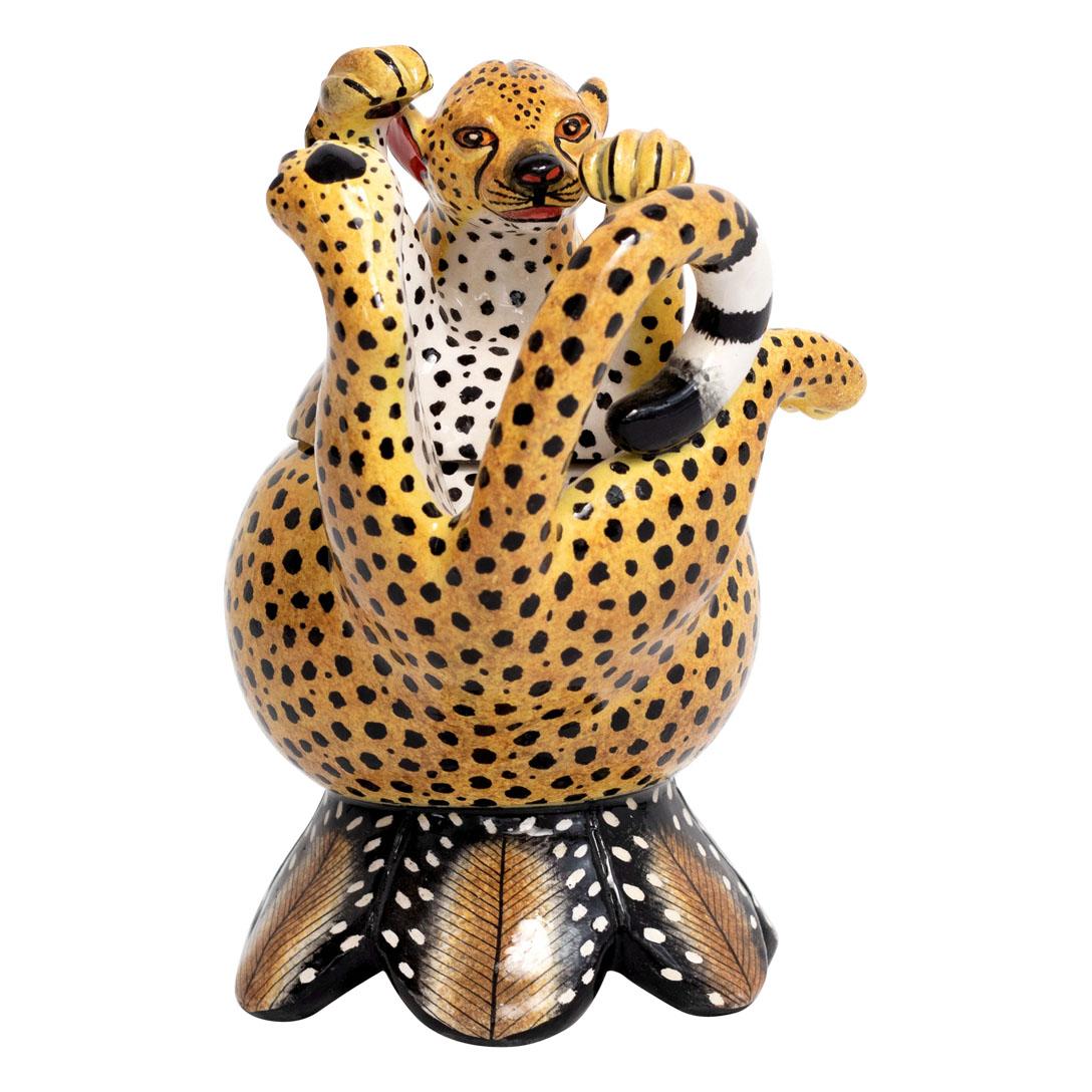 Modern Ceramic  Cheetah Jewelry  Box  , hand made in South Africa For Sale