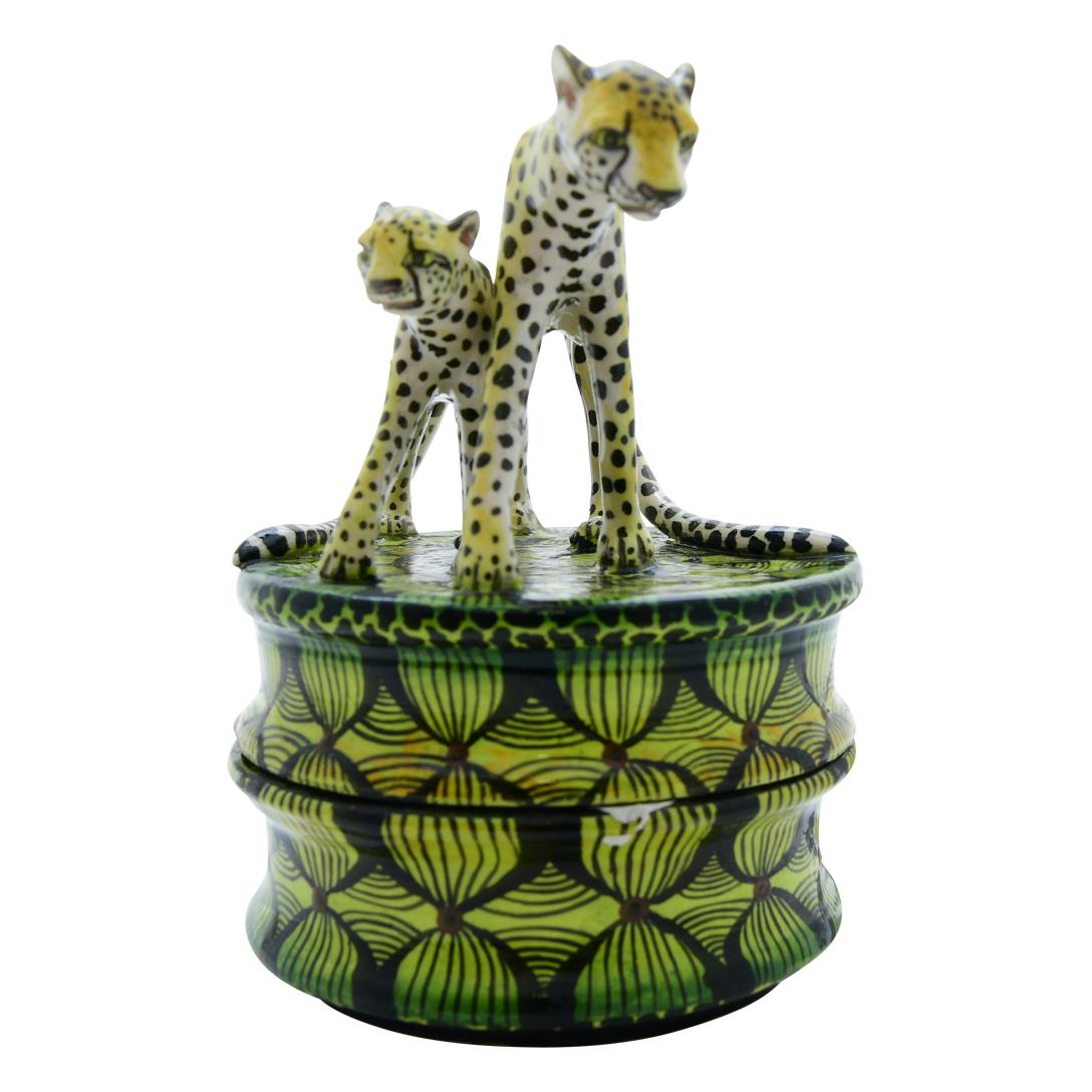 Modern Ceramic  Cheetah  Jewelry Box  , hand made in South Africa