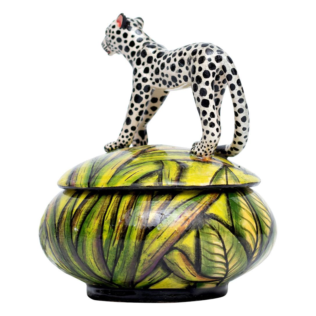 Modern Ceramic Cheetah Jewelry Box , hand made in South Africa