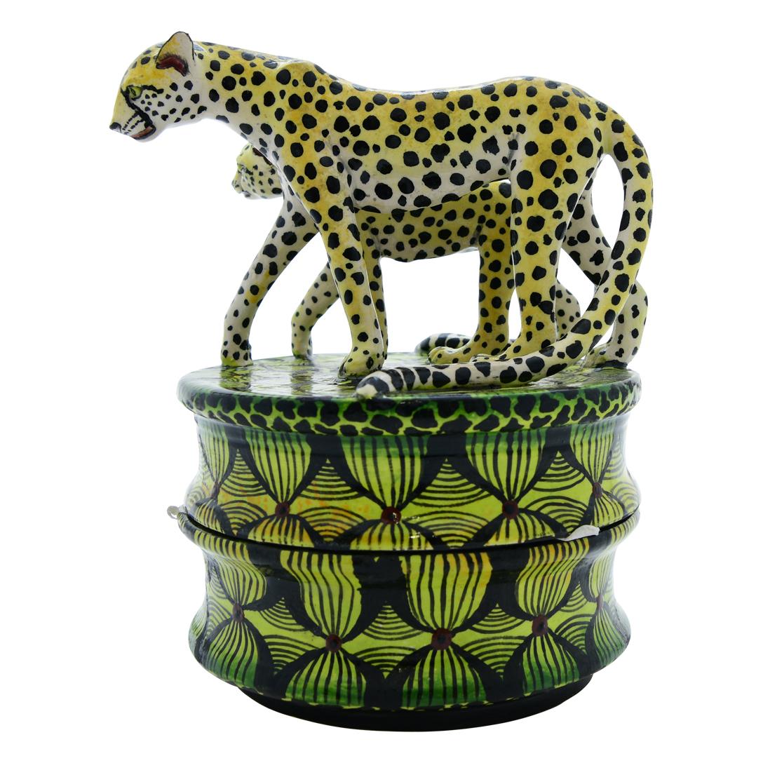 South African Ceramic  Cheetah  Jewelry Box  , hand made in South Africa