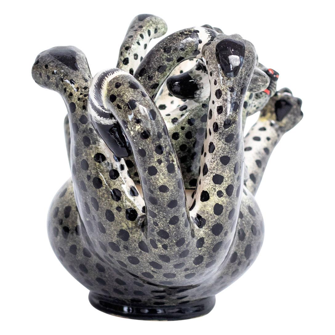 Fired Ceramic  Cheetah Jewelry  Box  , hand made in South Africa For Sale