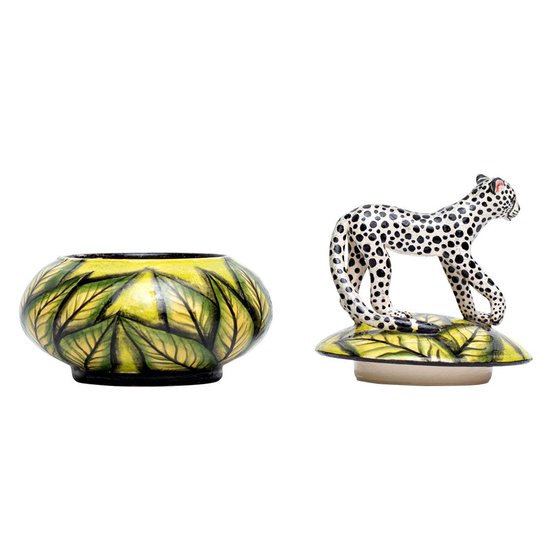 Fired Ceramic Cheetah Jewelry Box , hand made in South Africa