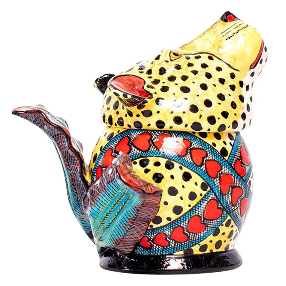 Fired Ceramic Cheetah Jewelry Box  , hand made in South Africa For Sale