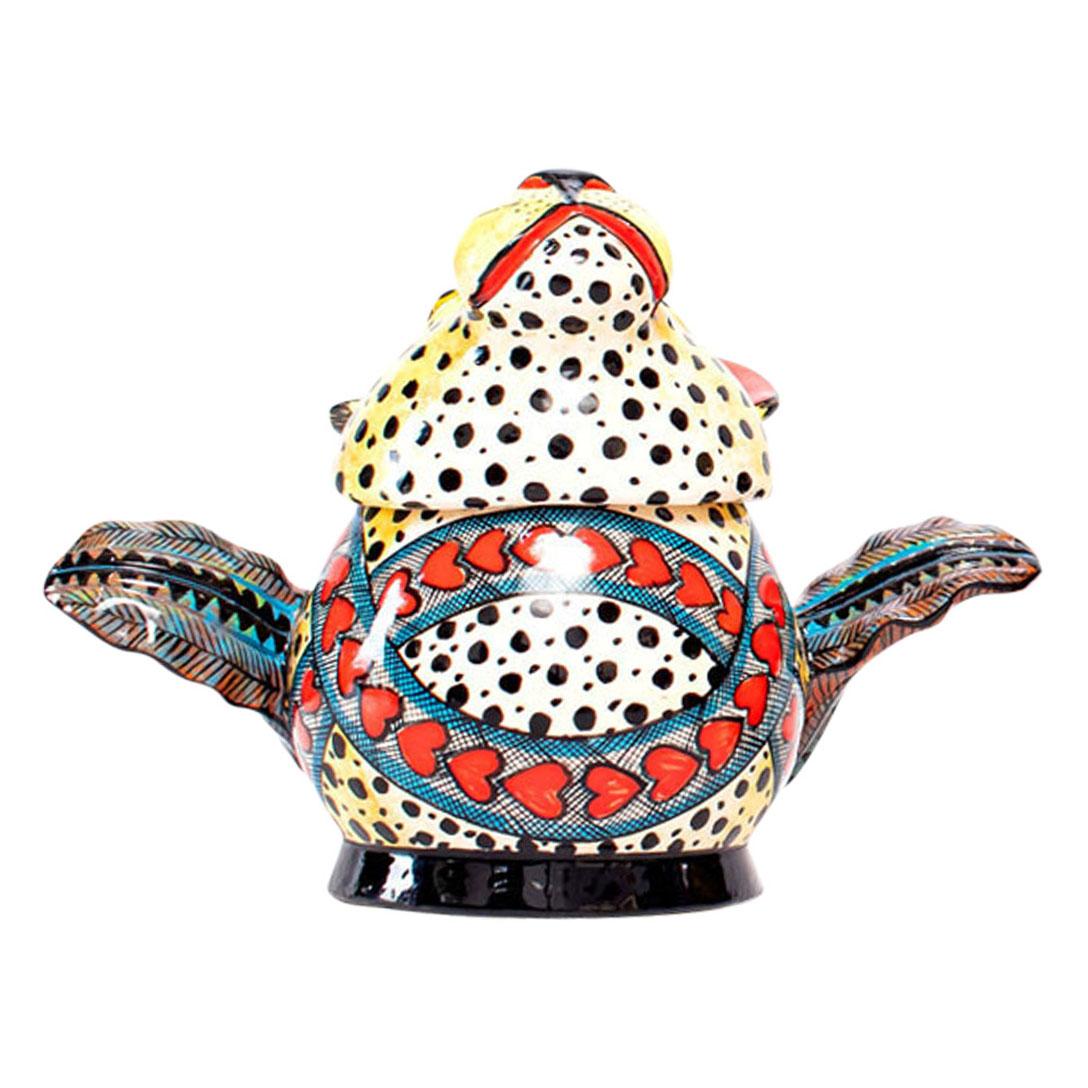 Ceramic Cheetah Jewelry Box  , hand made in South Africa In Excellent Condition In North Miami, FL