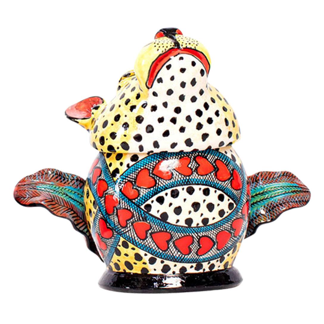 Ceramic Cheetah Jewelry Box  , hand made in South Africa In Excellent Condition For Sale In North Miami, FL