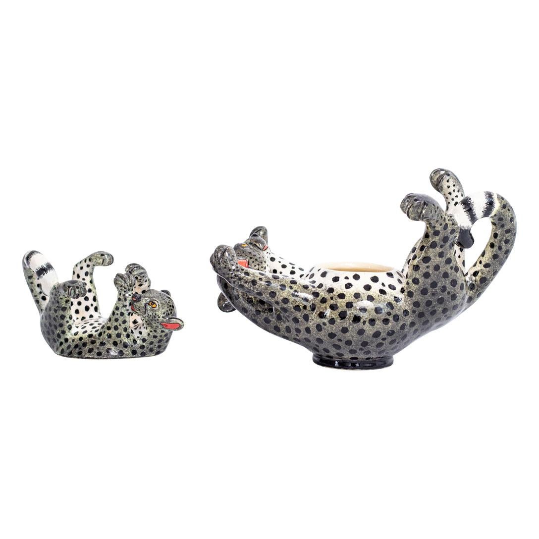 Contemporary Ceramic  Cheetah Jewelry  Box  , hand made in South Africa For Sale
