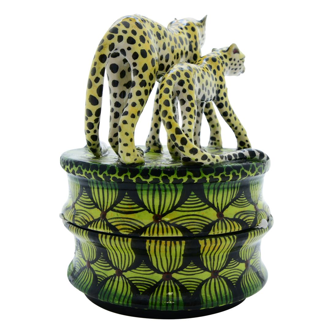 Contemporary Ceramic  Cheetah  Jewelry Box  , hand made in South Africa