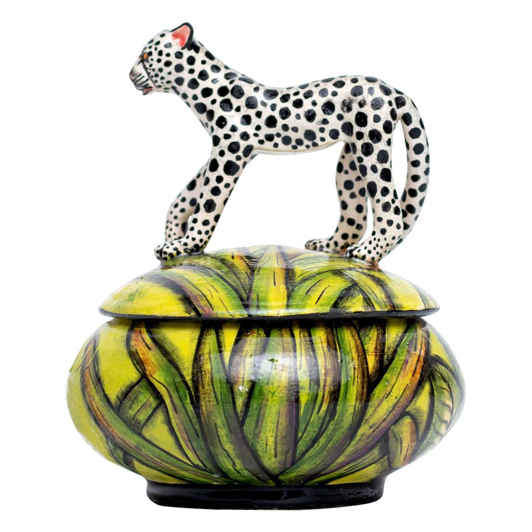 Contemporary Ceramic Cheetah Jewelry Box , hand made in South Africa