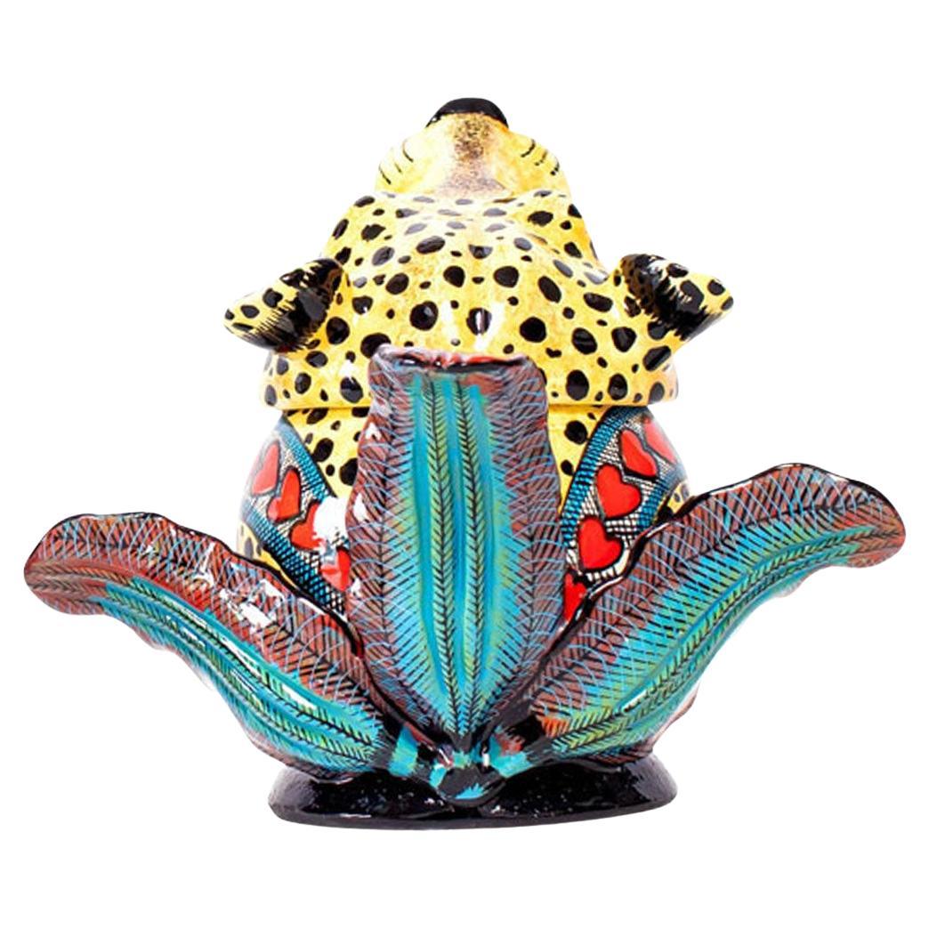 Ceramic Cheetah Jewelry Box  , hand made in South Africa For Sale