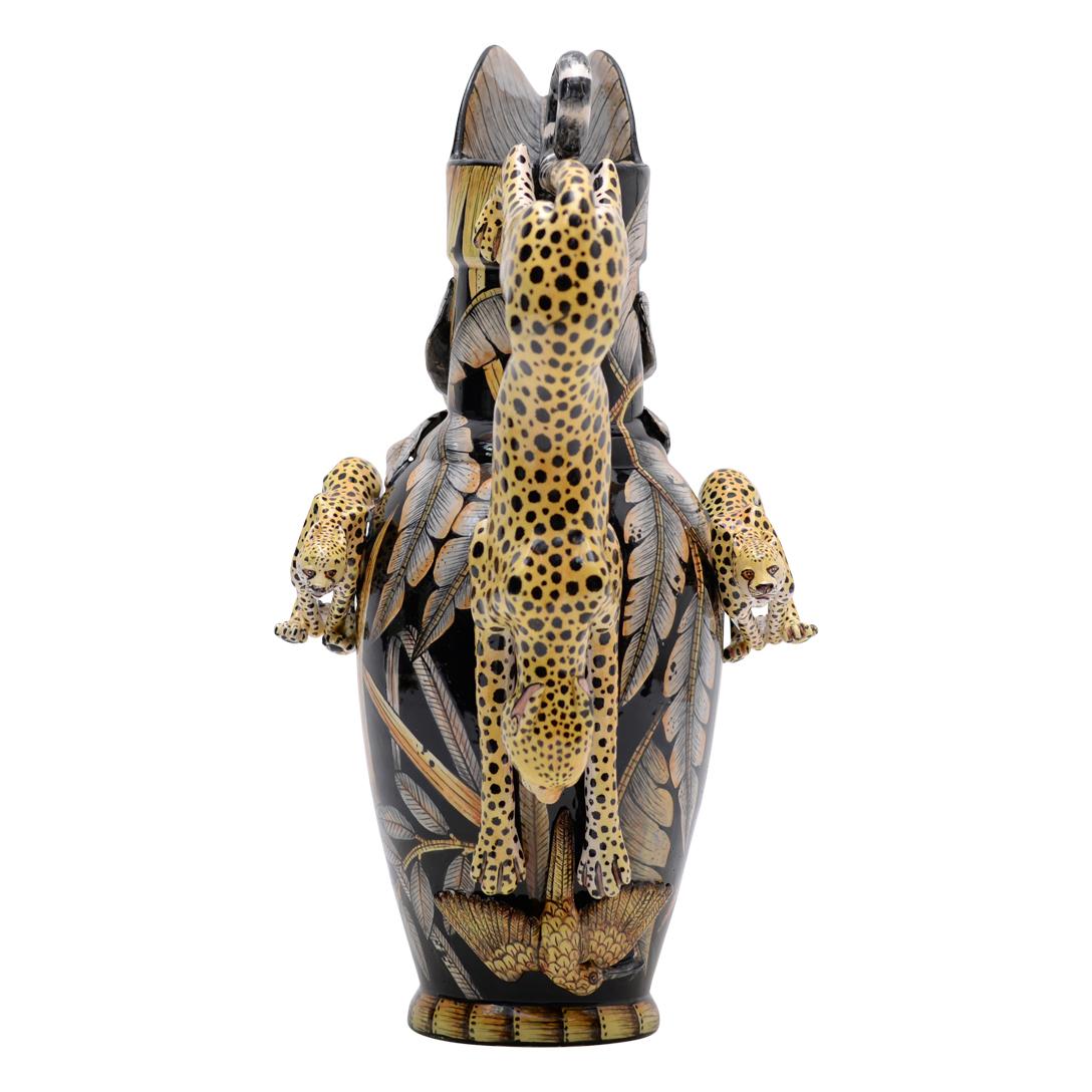 Ceramic Cheetah Jug , hand made in South Africa In Excellent Condition In North Miami, FL