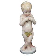 Ceramic Cherub with Pan Flute from Ronzan, 1940s